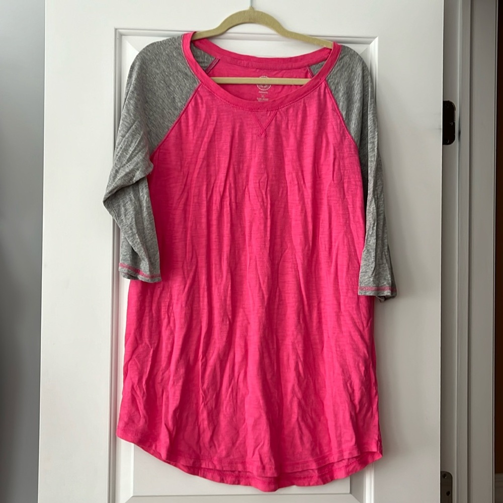 Pink & gray Sz XL intimates top sleepwear pajama top